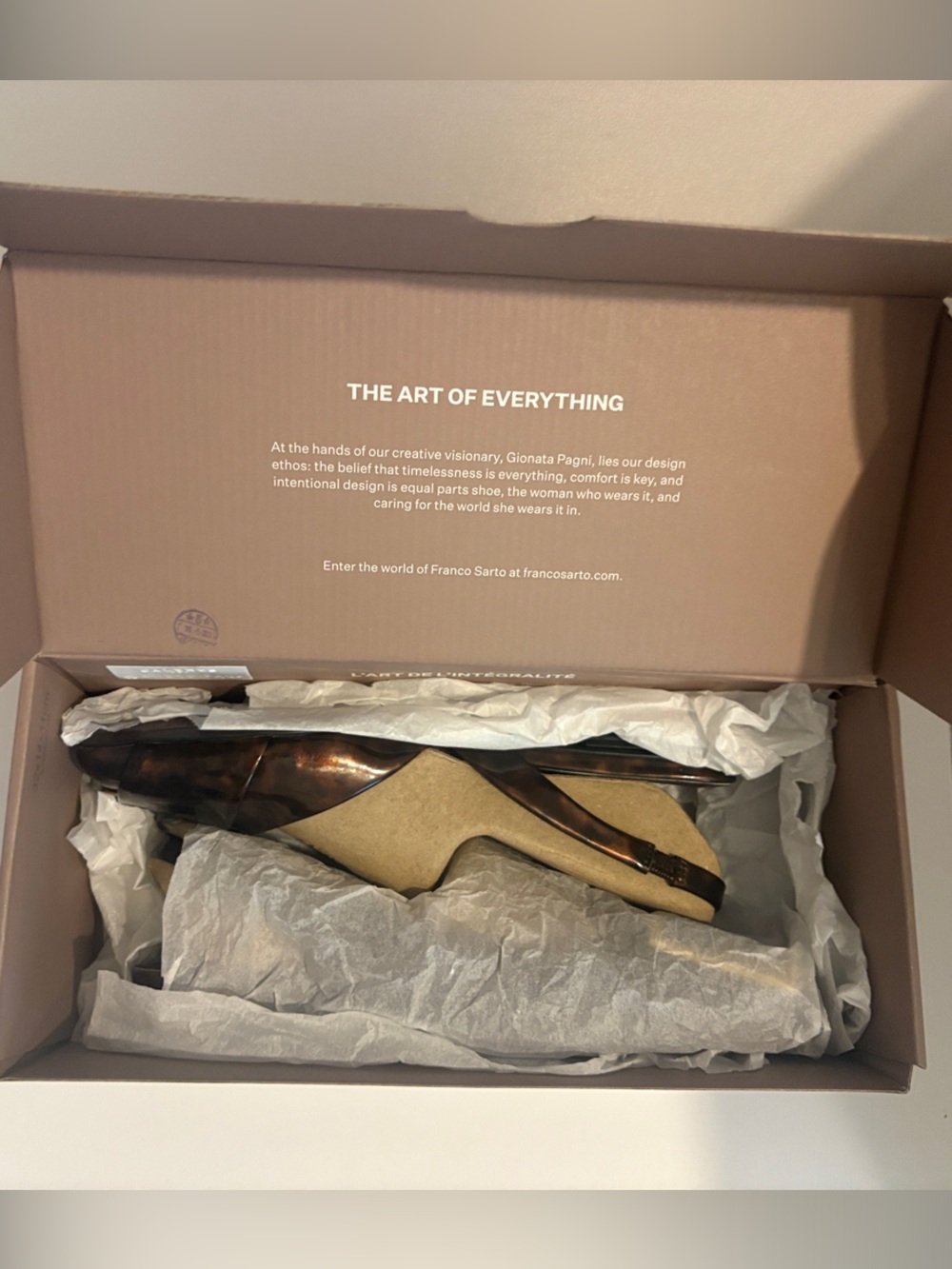Franco Sarto Brown Tracy Tortoiseshell Slingback Flats with Gold Buckle - Picture 9 of 9
